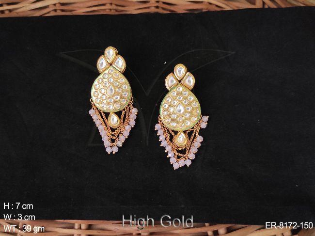 Paan Shape Kundan Earring Set