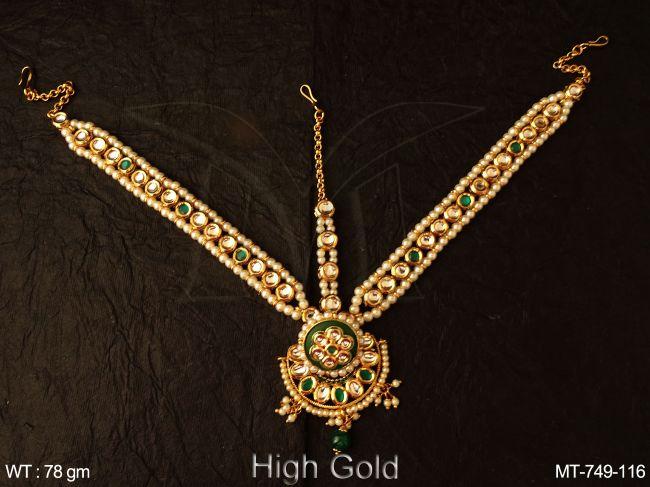 meena heavy kundan maang tikka