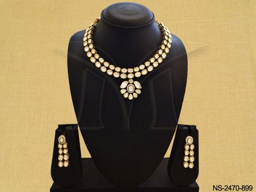 double layer round kundna necklace set detail