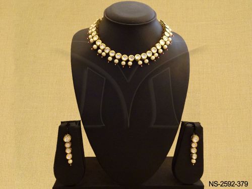 one line pearl drop kundan necklace mr jewellery