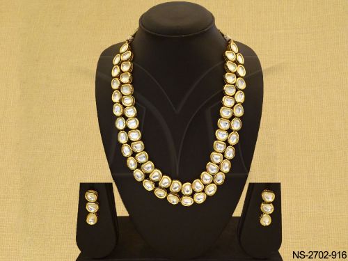 double layered kundan necklace set detail