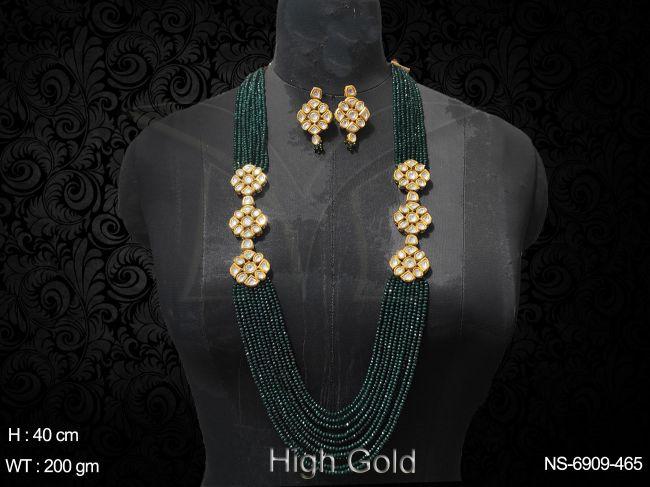 Moti Style Mala Kundan Long Necklace Set