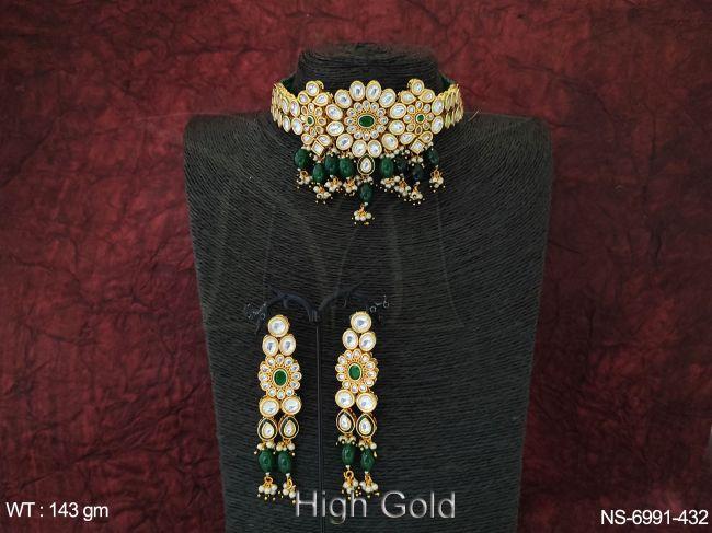 Beautiful Kundan Designer High Gold Choker style Necklace set
