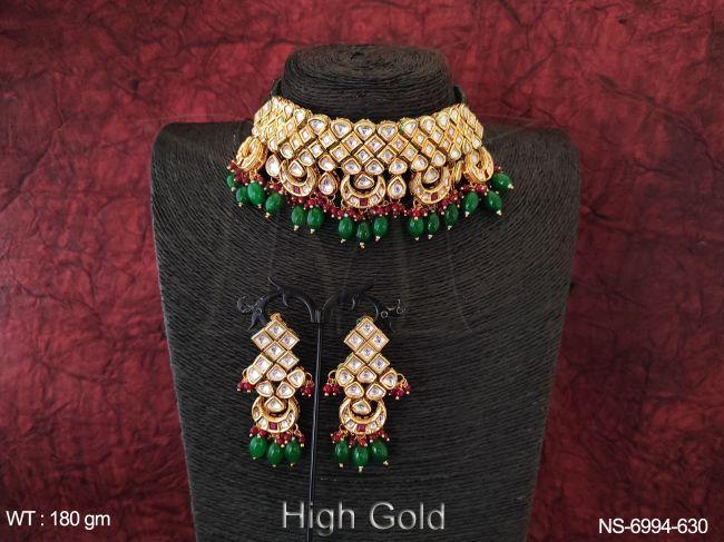 Kundan Choker Style Heavy Designer High Gold polish Necklace Set