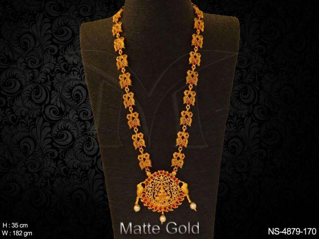 Dual Peacock Style Laxmi Ji Temple Necklace Set — NS-4879-170