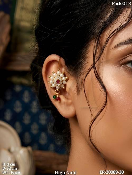 Traditional Floral Pearl Drop Earrings