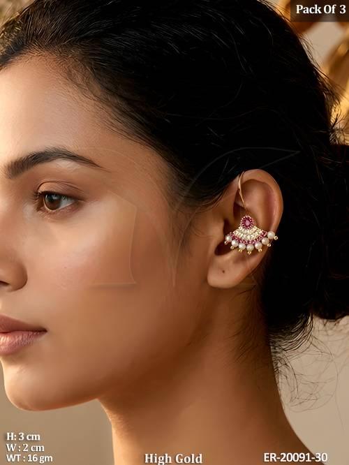 Elegant High Gold Full Stone Pearl Earrings
