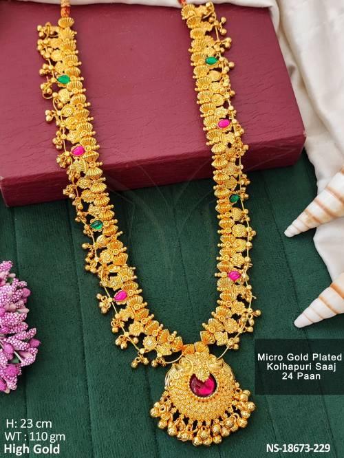 High Gold Micro Plated Kolhapuri Saaj  Necklace Set 