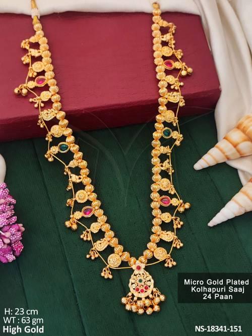 Beautiful High Gold Polish Design Saaj Necklace Set  