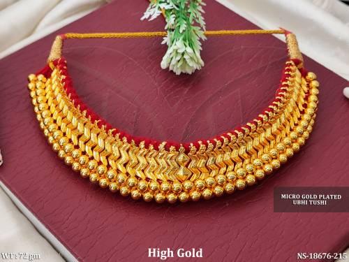 Classic Micro Gold Ubhi Tikka Thushi with Necklace Set  