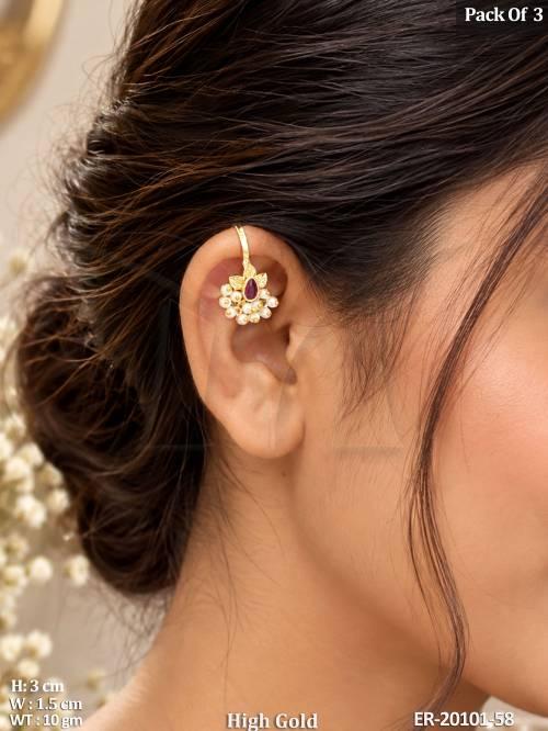 High Gold Floral Stone Drop Earrings
