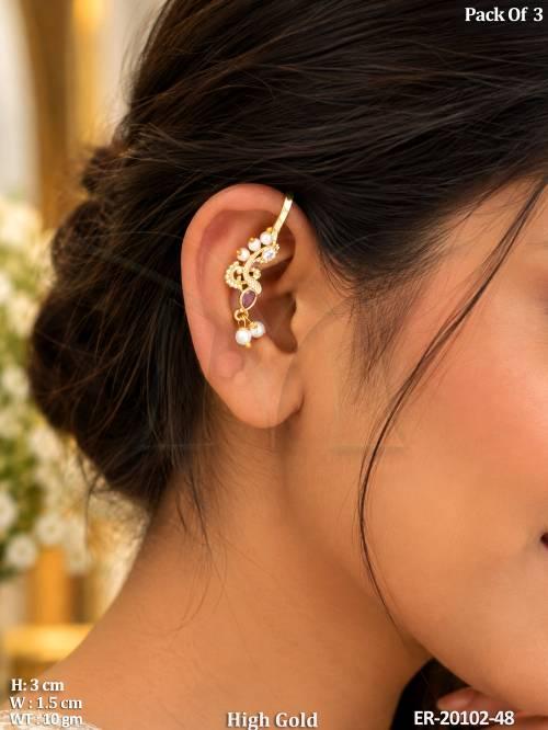 High Gold Pearl Embellished Earrings