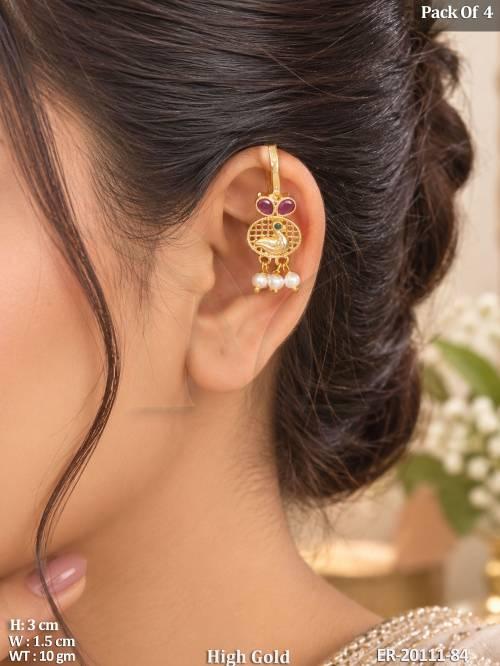 Traditional Peacock Motif Gold Hanging Earrings