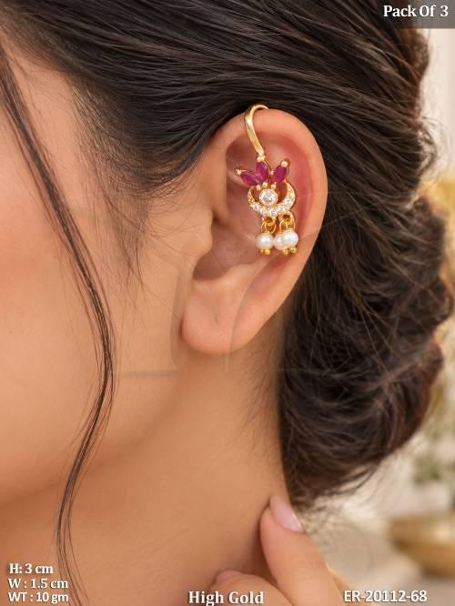 Designer Full Stone Gold Dangle Earrings