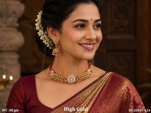 Maharashtrian Tushi Necklace Set With Jhumka Earrings
