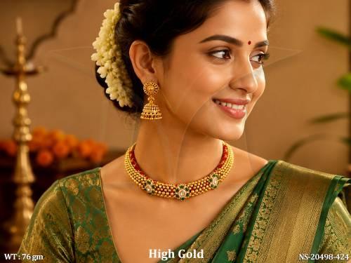 Designer Maharashtrian Tushi Necklace Set With Jhumka