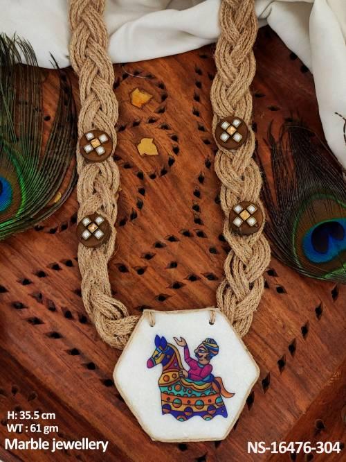 Marble Jewellery Designer Fancy Look Western Jewelry Adjustable Thread Marble Necklace Set 