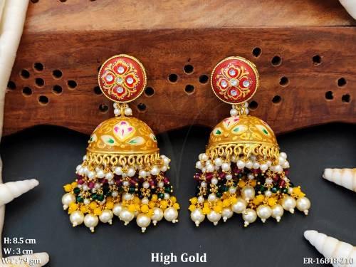 Beautiful High Gold Polish Jhumka Earrings 