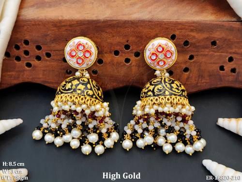 Designer High Gold Polish Party Wear Earrings  
