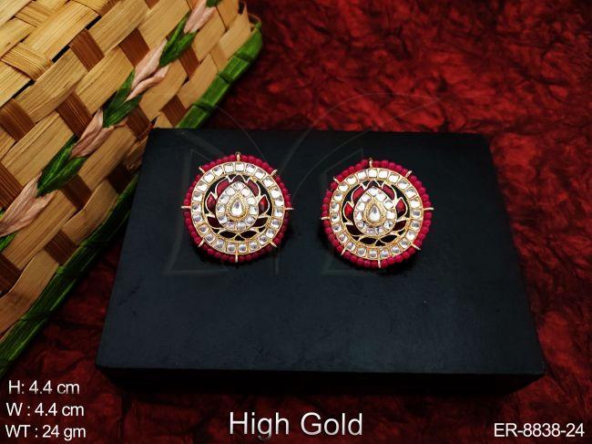 Beautiful High Gold Polish Meenakari Design Fancy style Party wear Earring / Studs / Tops