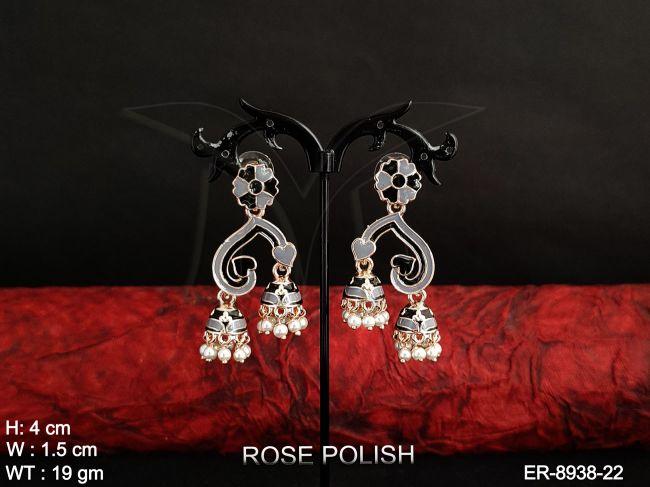 ANTIQUE DESIGNER HART SHAPE MEENA KARI HAND PLATING EARRING