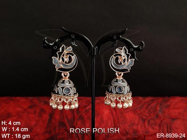 ANTIQUE DEIGNER BEAUTIFUL PARTY WEAR SHORT JHUMKA MEENA KARI EARRING