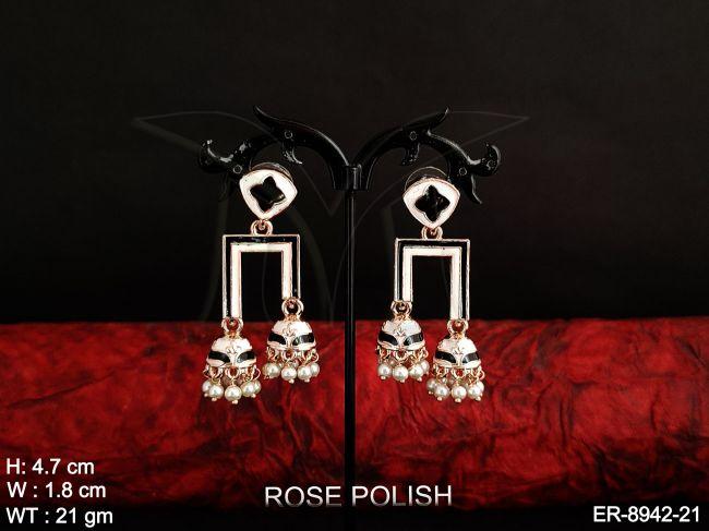 antique designer beautiful party waer l shpae meena kari earring