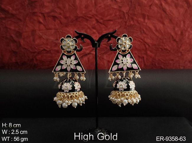 Designer Fancy Design Beautiful Meenakari Party wear Long Earring