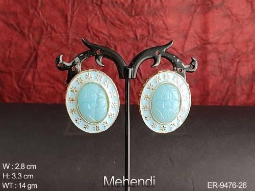 Mehendi Polish Designer Fancy Style Party wear Meenakari Earring Tops