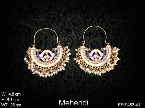Beautiful Meenakari Design Mehendi Polish Designer Fancy Style Party wear Earring Tops