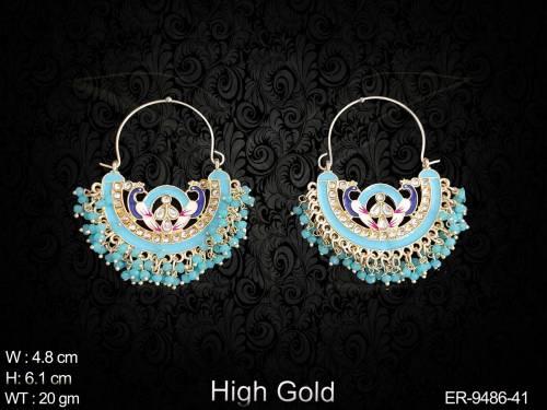 Beautiful High Gold Polish Meenakari Fancy Design Party wear Earring