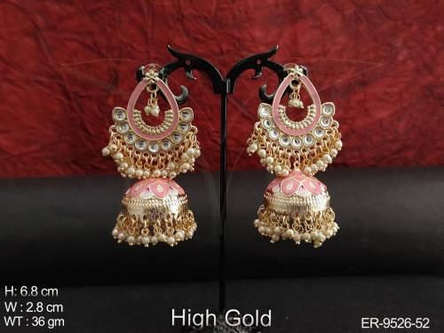 Designer Fancy Style Meenakari Design Party wear Beautiful Jhumka Earring 