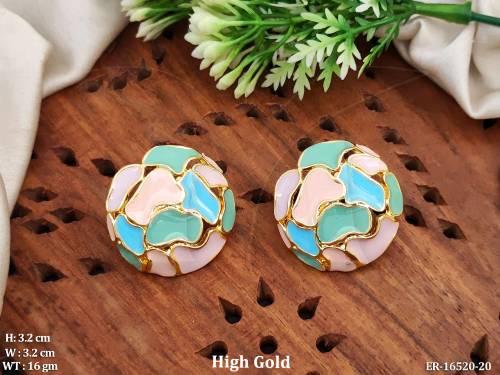 Designer High Gold Polish Fancy Style Meenakari Earrings   