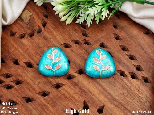 Beautiful High Gold Polish Fancy Style Meenakari Earrings    