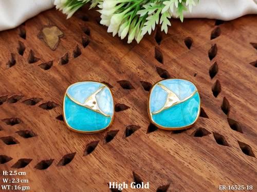 Designer Full Stone High Gold Polish Meenakari Earrings  