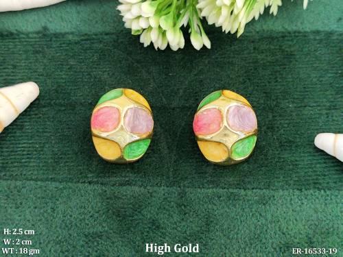 Beautiful High Gold Polish Fancy Tops Earrings   