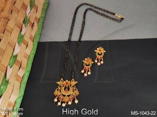 Beautiful Pendant High gold Poilish Designer Party wear Antique Jewellery Long Mangalsutra