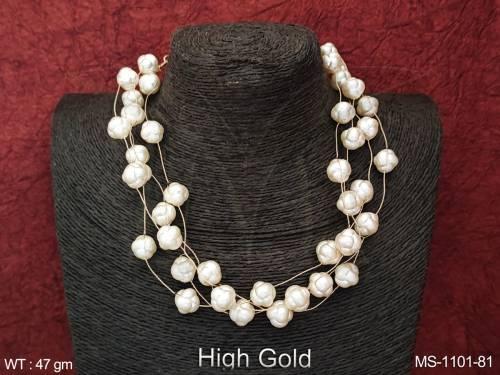 High Gold Polish Fancy Desing Traditional Western Look Desinger  Antique Jewellery Antique Short Mala Set — MS-1101-81
