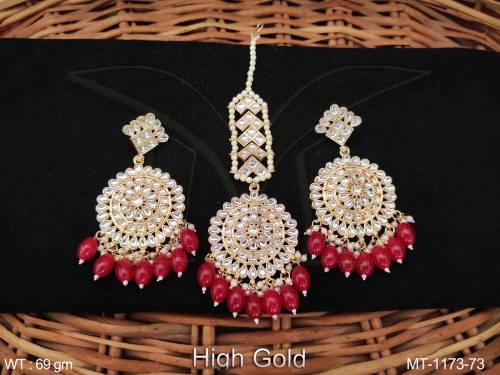 high-gold-polish-fancy-design-party-wear-beautiful-antique-maang-tikka-with-earring-
