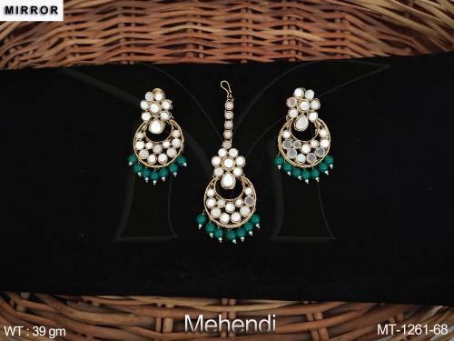 antique-jewellery-beautiful-party-wear-full-stone-mehendi-polish-maang-tikka-earrings-