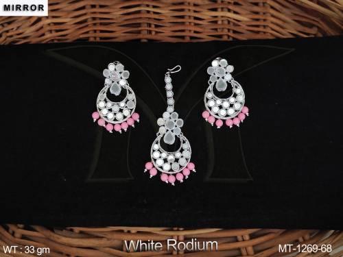 beautiful-antique-jewellery-design-party-wear-white-rodium-polish-maang-tikka-earrings-