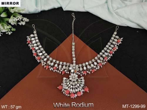 clustered-pearl-designer-fancy-design-party-wear-mirror-design-beautiful-maang-tikka-