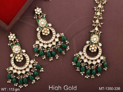 kundan-stones-high-gold-clustered-pearl-fancy-style-party-wear-kudan-jewellery-maang-tikka-with-earring