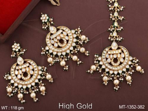 designer-party-wear-beautiful-kundan-stones-high-gold-polish-fancy-style-kundan-maang-tikka-with-earring-