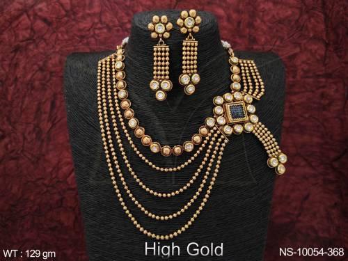 High Gold Polish Designer Fancy Style Designer Antique Necklace Set