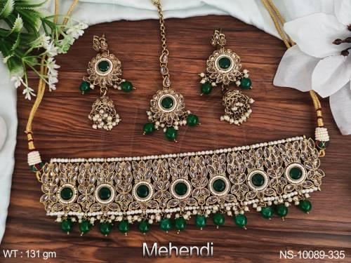 antique-beautiful-party-wear-mehendi-polish-choker-sets-