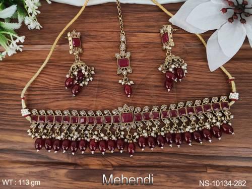 antique-beautiful-mehendi-polish-fancy-style-necklace-set-