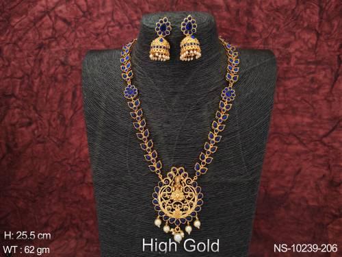 high-gold-polish-designer-fancy-design-party-wear-long-temple-necklace-set