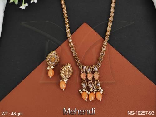 Beautiful Mehendi Polish Party wear Designer Fancy Antique Necklace Set