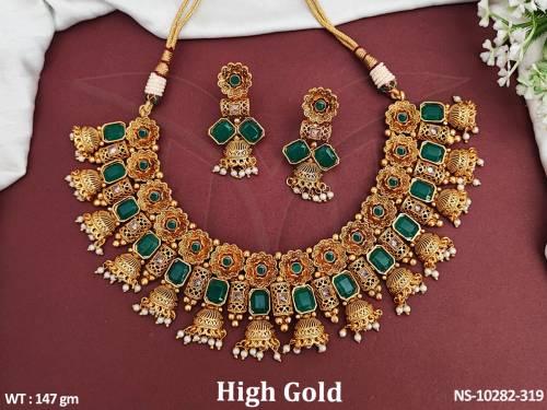 high-gold-polish-fancy-style-jhumka-design-antique-designer-choker-necklace-set-
